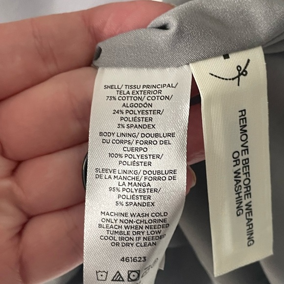 Ann Taylor Light Gray/Grey Cotton Blend One Button Blazer. Neutral.  Size 6P - Picture 5 of 8